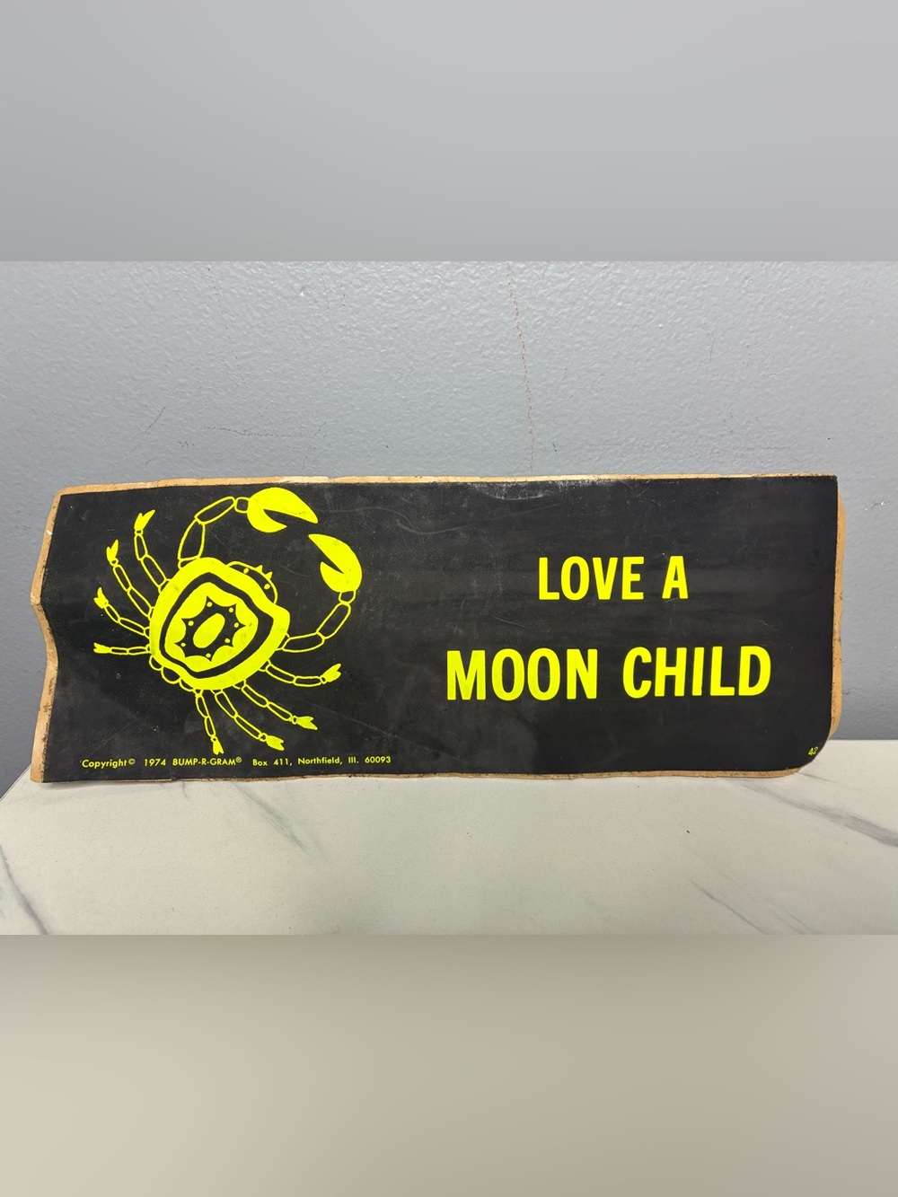 1974 Bump-R-Gram Love a Moon Child Cancer Zodiac Bumper Sticker No 42